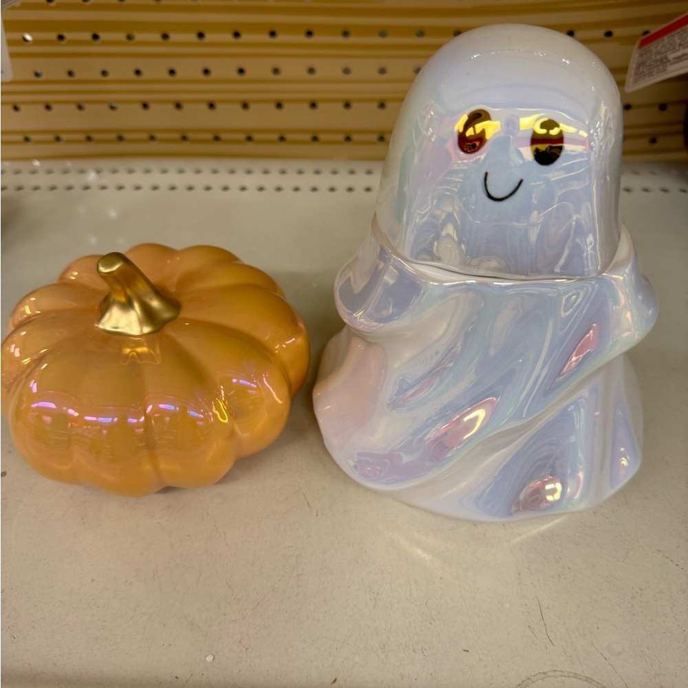 ✨NEW👻Target Bullseye Playground 2024 Iridescent Ghost Ceramic Cookie Jar NWT